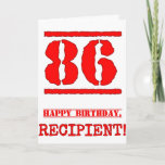 [ Thumbnail: 86th Birthday: Fun, Red Rubber Stamp Inspired Look Card ]