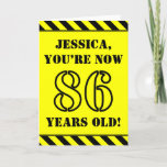 [ Thumbnail: 86th Birthday: Fun Stencil Style Text, Custom Name Card ]