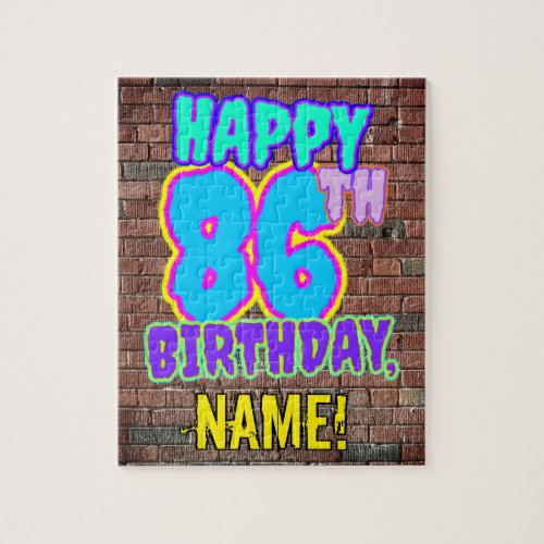 86th Birthday  Fun Urban Graffiti Inspired Look Jigsaw Puzzle