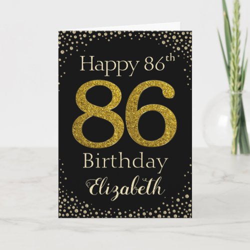 86th Birthday Golden Glitter Card