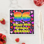 [ Thumbnail: 86th Birthday: Loving Hearts Pattern, Rainbow # 86 Napkins ]