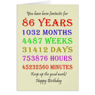 86th Birthday Milestones Cards