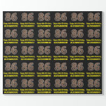 [ Thumbnail: 86th Birthday: Name & Faux Wood Grain Pattern "86" Wrapping Paper ]