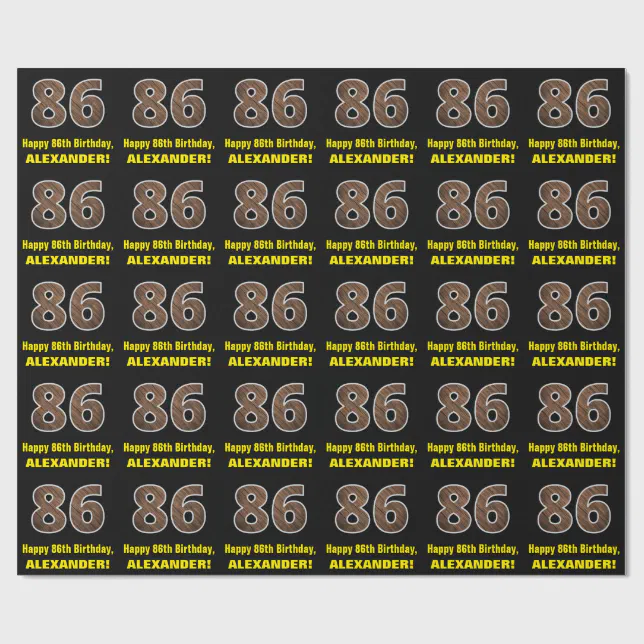 86th Birthday: Name & Faux Wood Grain Pattern 