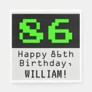 86th Birthday - Nerdy / Geeky Style "86" & Name Napkins