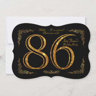 86th,Birthday party 86th,great Gatsby,black & gold Invitation