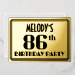 [ Thumbnail: 86th Birthday Party: Art Deco Look “86” and Name Invitation ]
