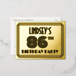 [ Thumbnail: 86th Birthday Party ~ Art Deco Style “86” + Name Postcard ]