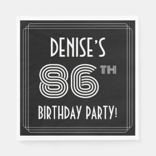 86th Birthday Party: Art Deco Style + Custom Name Napkins