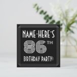 [ Thumbnail: 86th Birthday Party: Art Deco Style W/ Custom Name Invitation ]