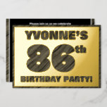 [ Thumbnail: 86th Birthday Party — Bold, Faux Wood Grain Text Invitation ]