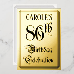 86th Birthday Party — Elegant Script + Custom Name Foil Invitation