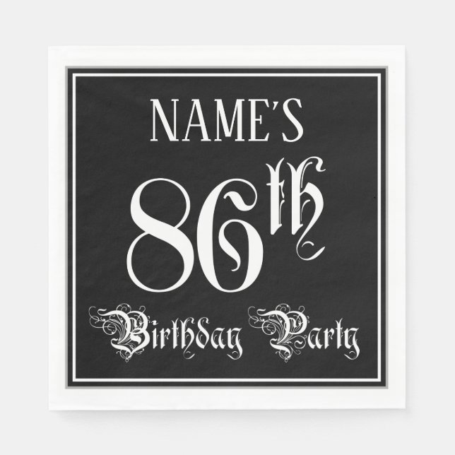 86th Birthday Party — Fancy Script + Custom Name Napkins (Front)