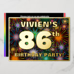 [ Thumbnail: 86th Birthday Party — Fun, Colorful Fireworks Look Invitation ]