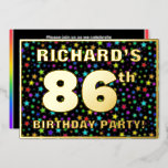 [ Thumbnail: 86th Birthday Party — Fun, Colorful Stars Pattern Invitation ]