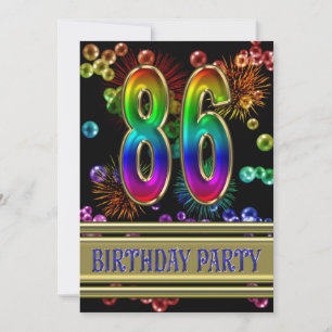 86th Birthday party Invitation with bubbles