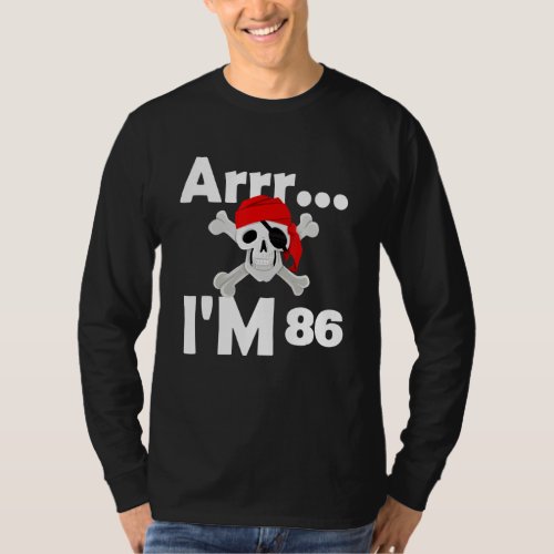 86th Birthday Pirate Skull 86 Years Old Bday T_Shirt