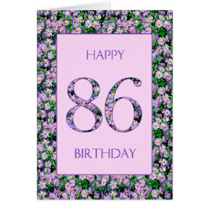 86th Birthday Purple Daisies Cards