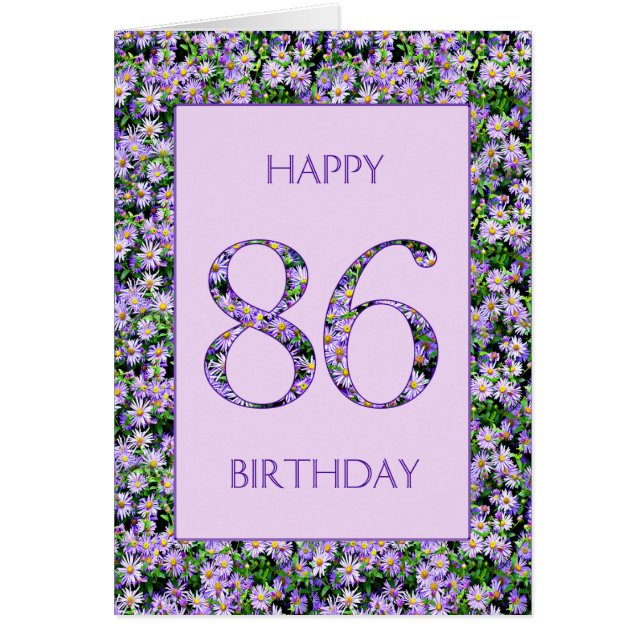 86th Birthday Purple Daisies Cards (Front)