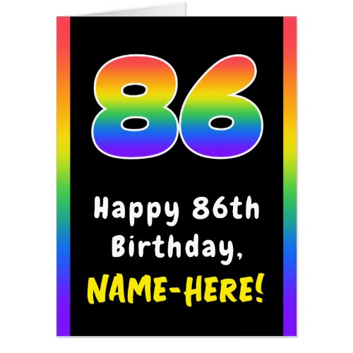 86th Birthday Rainbow Spectrum  86 Custom Name Card