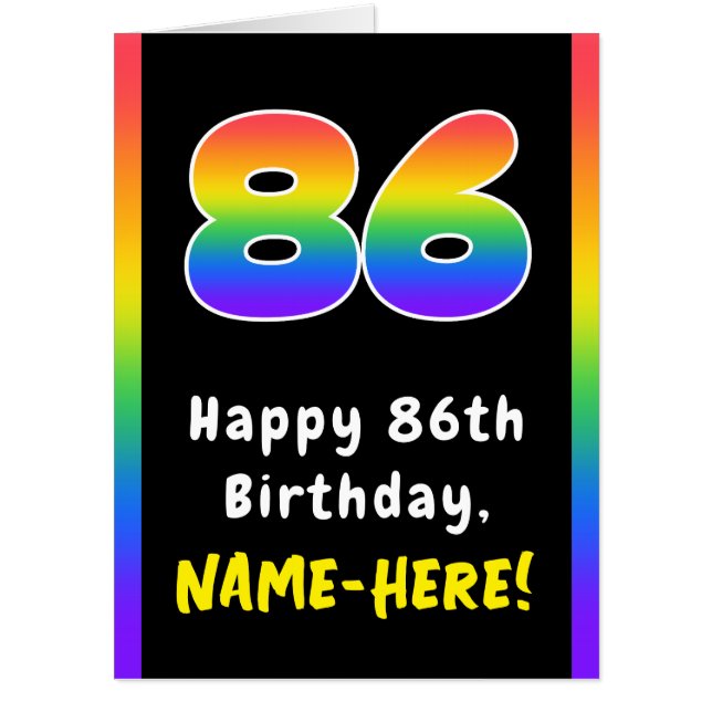 86th Birthday: Rainbow Spectrum # 86, Custom Name Card (Front)
