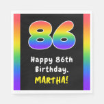 [ Thumbnail: 86th Birthday: Rainbow Spectrum # 86, Custom Name Napkins ]