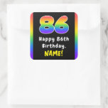 [ Thumbnail: 86th Birthday: Rainbow Spectrum # 86, Custom Name Sticker ]