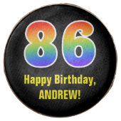 86th Birthday - Rainbow Spectrum Pattern Number 86 Chocolate Covered Oreo (Front)