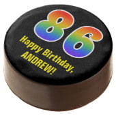 86th Birthday - Rainbow Spectrum Pattern Number 86 Chocolate Covered Oreo (Angled)