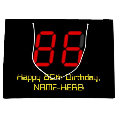 86th Birthday Red Digital Clock Style 86  Name Large Gift Bag