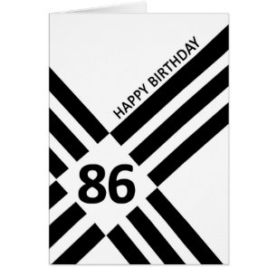 86th Diagonal Black Line Design Birthday Cards