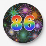 [ Thumbnail: 86th Event - Fun, Colorful, Bold, Rainbow 86 Paper Plates ]
