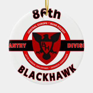 86TH INFANTRY DIVISION "BLACKHAWK" DIVISION CERAMIC ORNAMENT