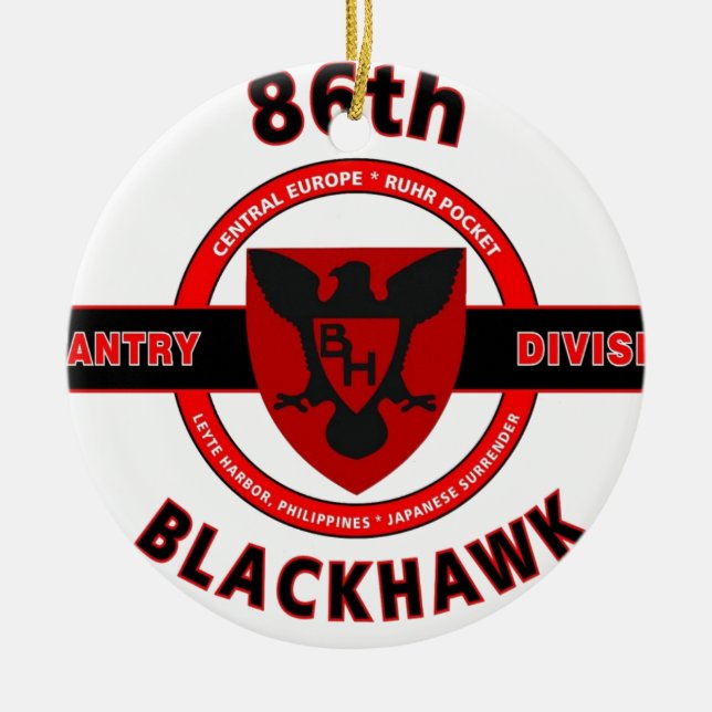 86TH INFANTRY DIVISION "BLACKHAWK" DIVISION CERAMIC ORNAMENT (Front)