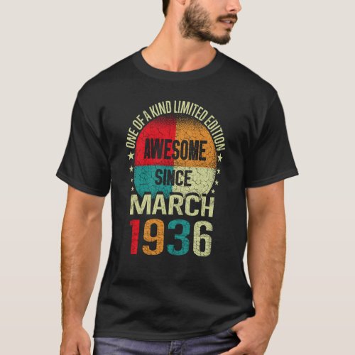 87 Year Awesome Since March 1936 Vintage 87th Birt T_Shirt