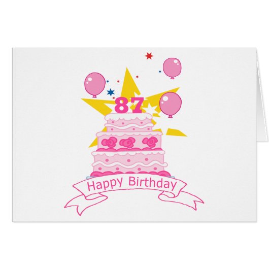 87 Year Old Birthday Cake Cards (Front Horizontal)
