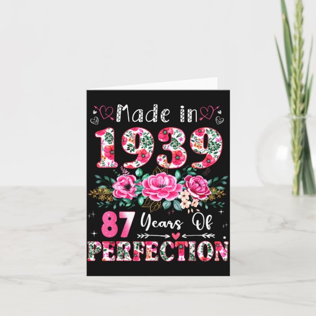87 Year Old Made In 19&#  Floral 87th Birthday Wo Card (Front)