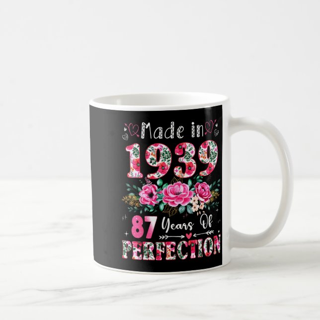 87 Year Old Made In 19&#  Floral 87th Birthday Wo Coffee Mug (Right)