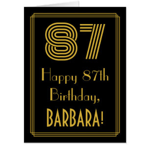 87th Birthday: Art Deco Inspired Look “87” + Name Card