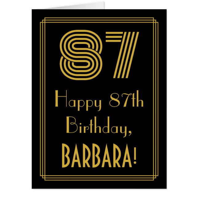 87th Birthday: Art Deco Inspired Look “87” + Name Card (Front)