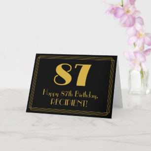 87th Birthday: Art Deco Inspired Look "87" + Name Card