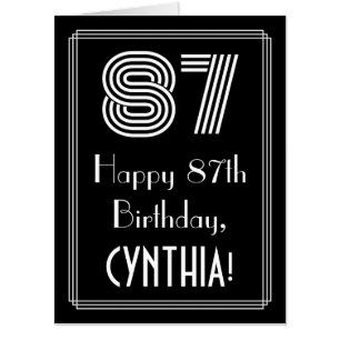 87th Birthday — Art Deco Inspired Look “87” + Name Card
