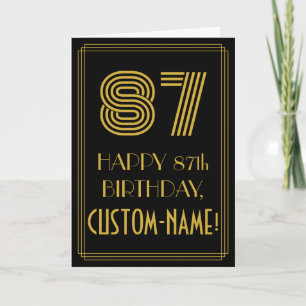 87th Birthday: Art Deco Inspired Look "87" & Name Card