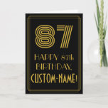[ Thumbnail: 87th Birthday: Art Deco Inspired Look "87" & Name Card ]