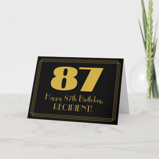 87th Birthday: Art Deco Inspired Look "87" & Name Card (Front)