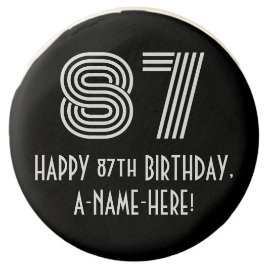 87th Birthday - Art Deco Inspired Look "87", Name Chocolate Covered Oreo (Front)