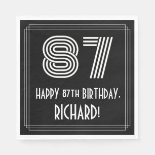 87th Birthday: Art Deco Inspired Look "87" + Name Napkins