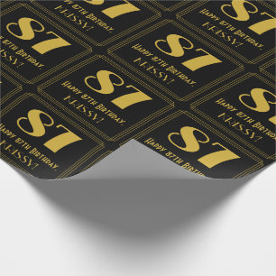 87th Birthday ~ Art Deco Inspired Look "87", Name Wrapping Paper