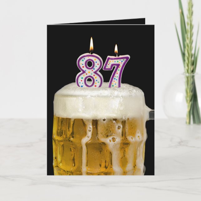 87th Birthday Beer on black Card (Front)
