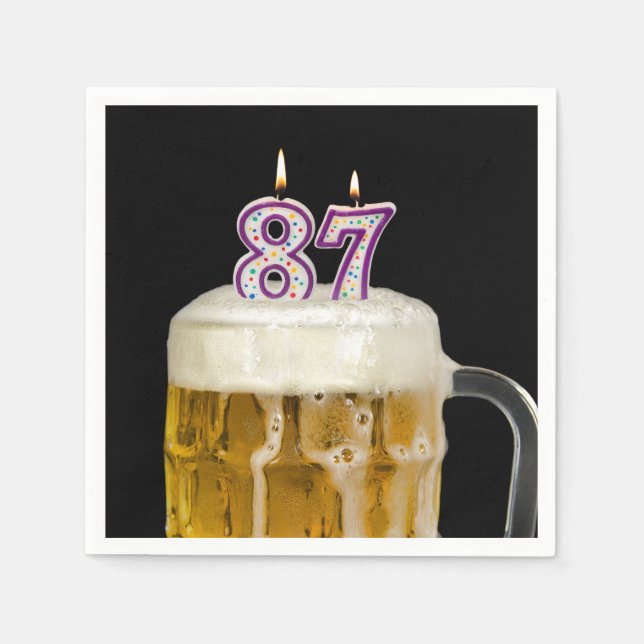 87th Birthday Beer on black Napkins (Front)